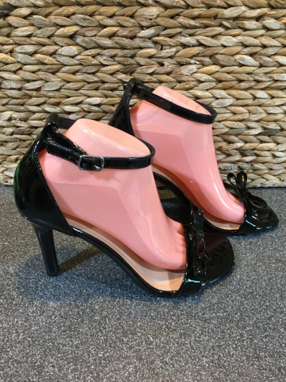 torrid Black Patent Open-Toe Ankle Strap Heels